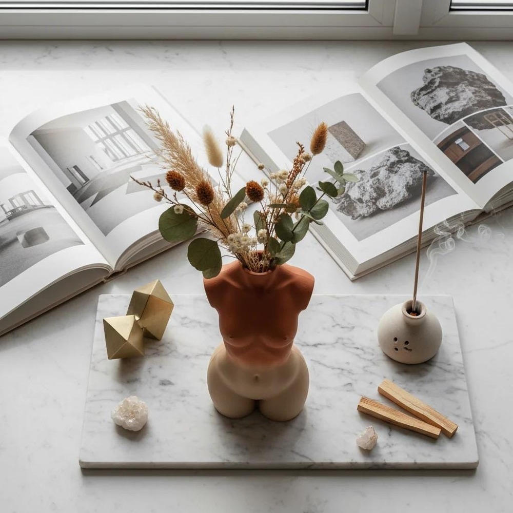3D Printed Multi-Tonal Body Vase - Modern Abstract Feminine‎ Form Decor